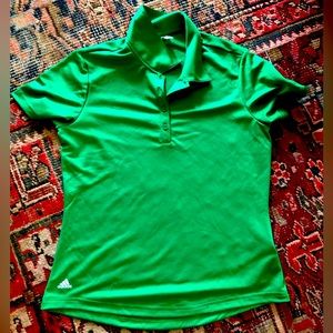Women’s Kelly green polyester Adidas polo shirt from Prestwick Country Club, M